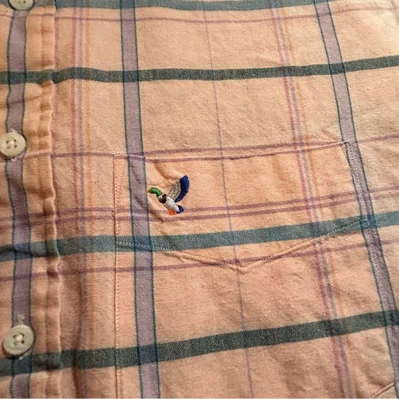 Flying Scotsman Button Down Mens Short Sleeve Plaid Size XL Pink Easter - Picture 7 of 7